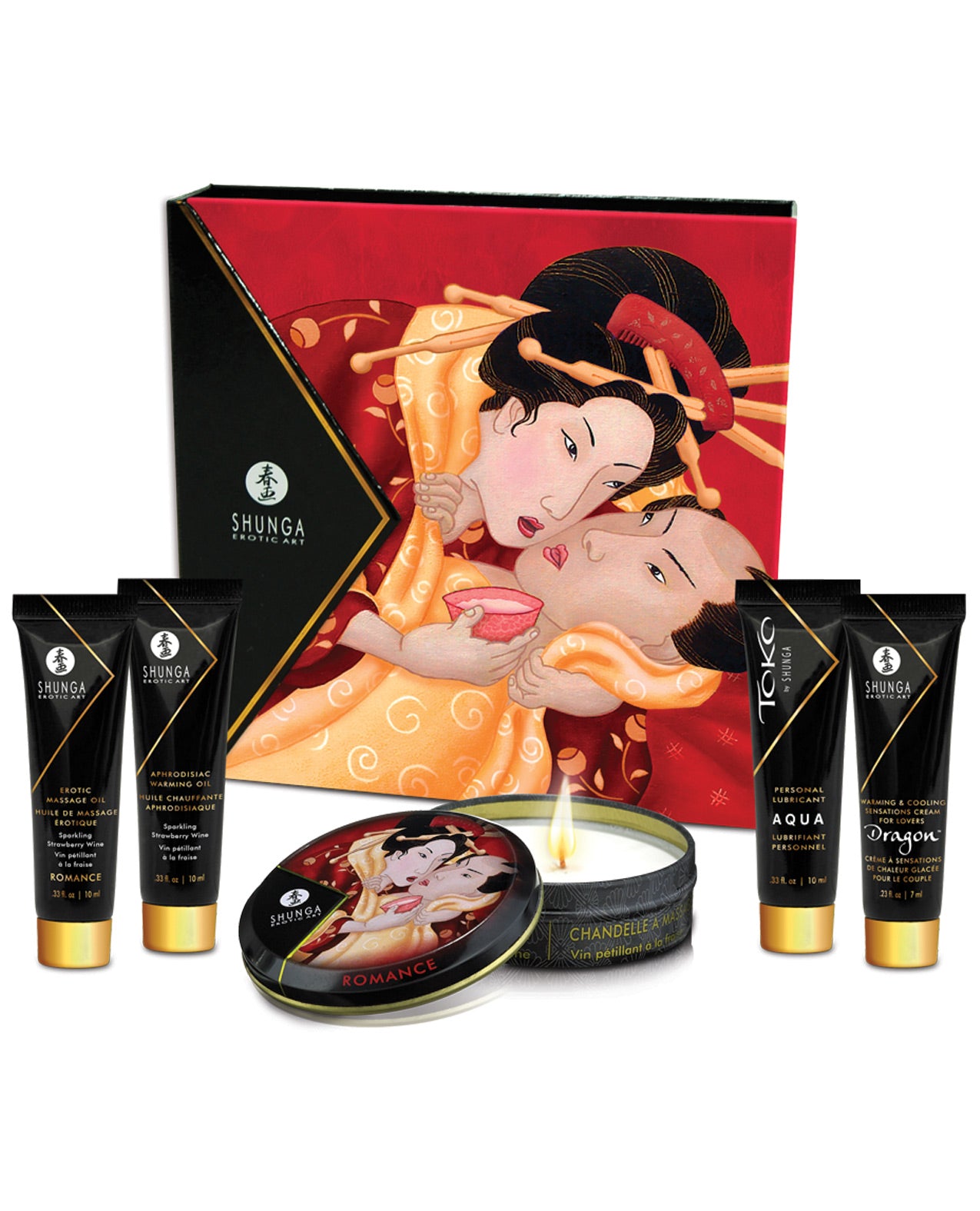 Shunga Geisha's Secret Luxury Gift Set - Sparkling Strawberry Wine - LUST Depot