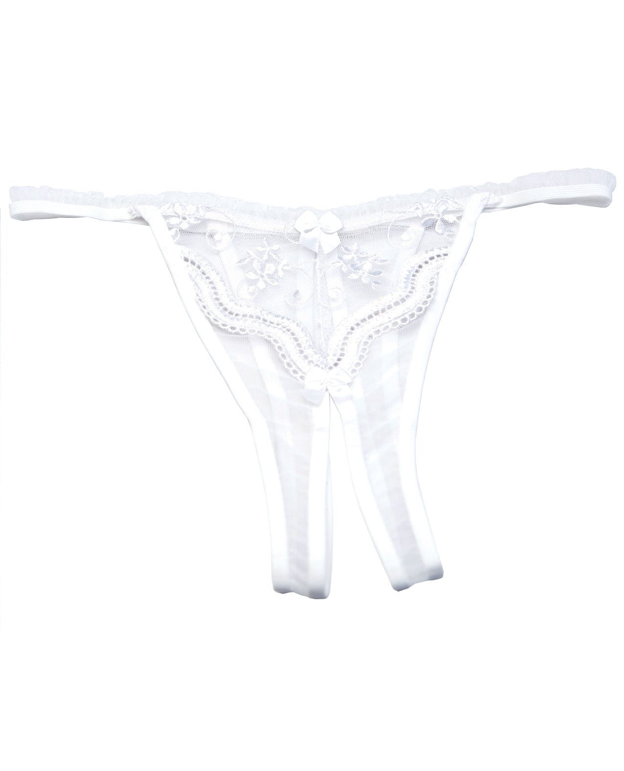 Scalloped Embroidery Crotchless Panty White O-s - LUST Depot