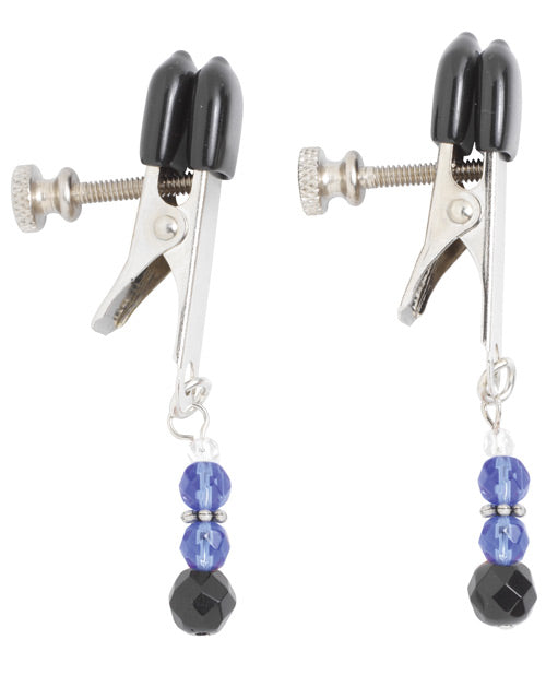 Spartacus Adjustable Broad Tip Blue Beaded Nipple Clamps - LUST Depot