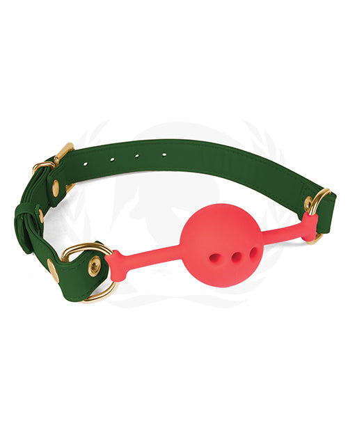 Spartacus Silicone Ball Gag W-green Pu Straps - 46 Mm Green - LUST Depot