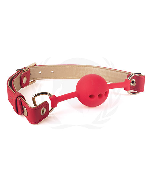 Spartacus Silicone Ball Gag W-red Gold Pu Straps - 46 Mm Red - LUST Depot