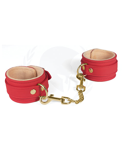 Spartacus Pu Ankle Cuffs W-plush Lining - Red - LUST Depot