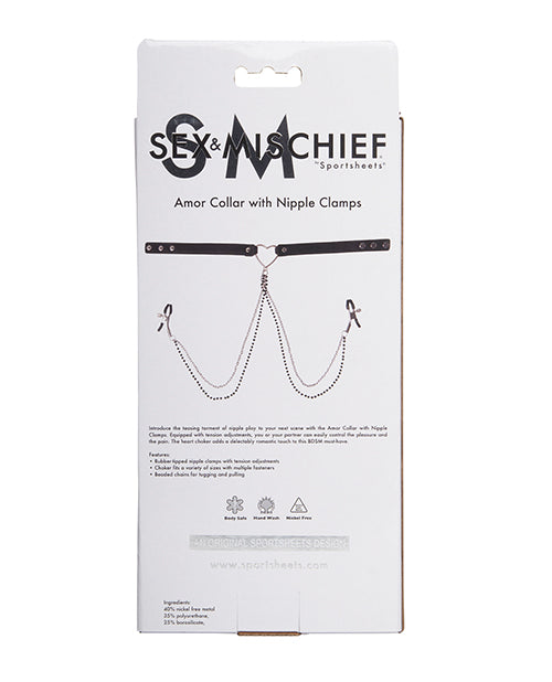 Sex & Mischief Amor Collar W-nipple Clamps - LUST Depot