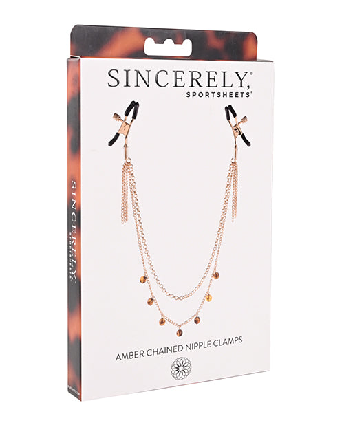 Sincerely Amber Chained Nipple Clamps - LUST Depot