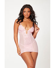 Floral Mesh Chemise & G-string Pink Xl