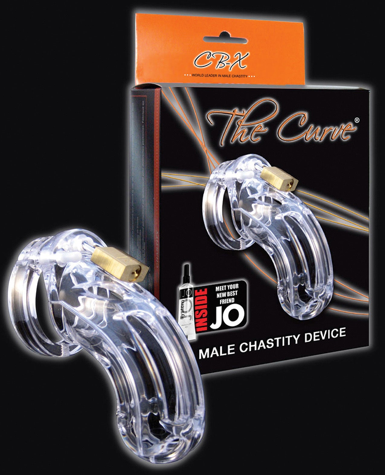 Cb-6000 3 3-4" Curved Cock Cage & Lock Set  - Clear - LUST Depot