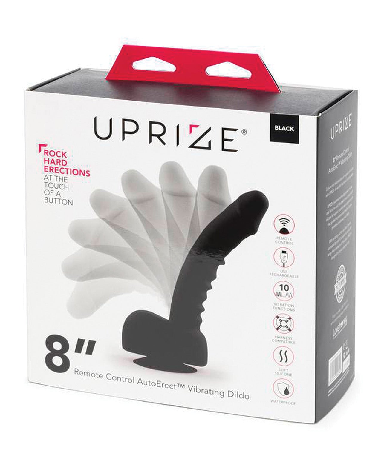 Uprize 8" Remote Control Autoerect Vibrating Dildo - Black - LUST Depot