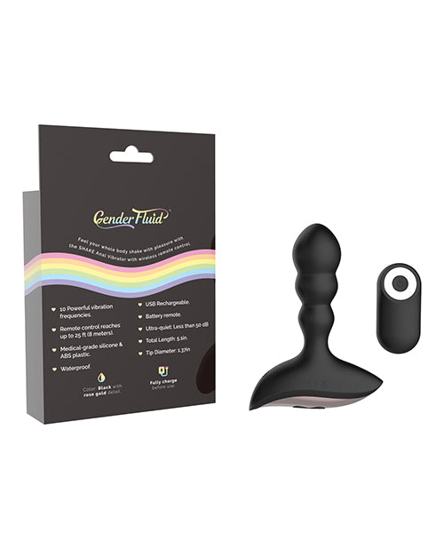 Gender Fluid Shake Anal Vibe W-remote - Black - LUST Depot