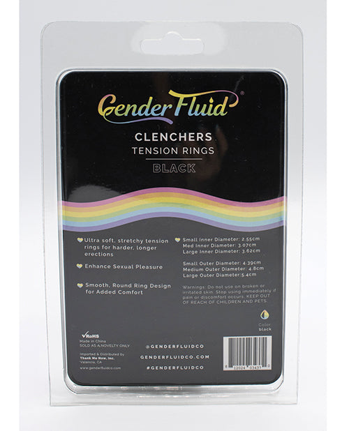 Gender Fluid Clenchers Tension Ring Set - Black - LUST Depot