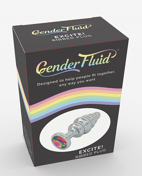 Gender Fluid Excite! Ribbed Plug - Silver - LUST Depot