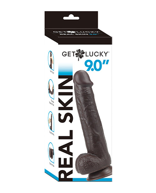 Get Lucky 9.0" Real Skin Series - Dark Brown - LUST Depot