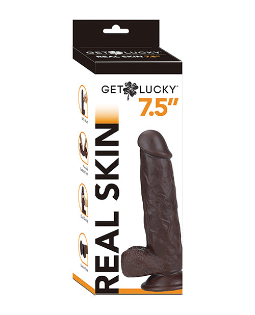 Get Lucky 7.5" Real Skin Series - Dark Brown - LUST Depot