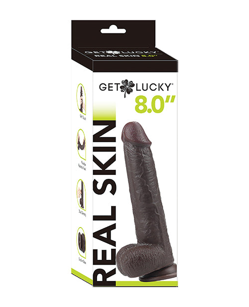 Get Lucky 8.0" Real Skin Series - Dark Brown - LUST Depot