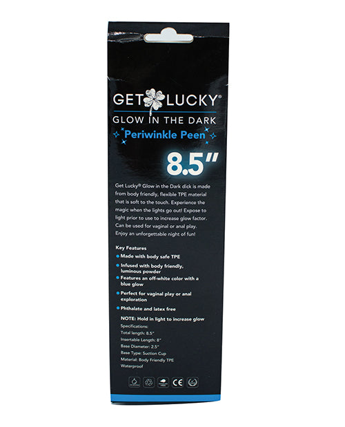 Get Lucky 8.5" Glow In The Dark Periwinkle Peen Dildo - LUST Depot