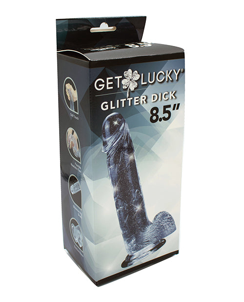 Get Lucky 8.5" Real Skin Glitter Dick - Clear - LUST Depot