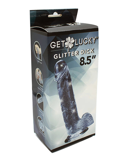 Get Lucky 8.5" Real Skin Glitter Dick - Clear - LUST Depot