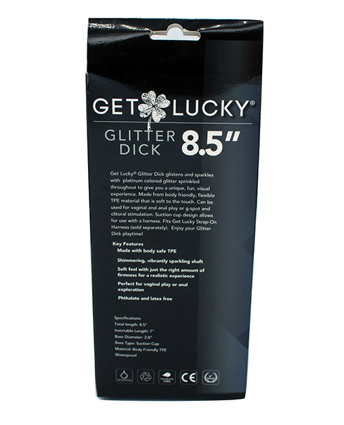 Get Lucky 8.5" Real Skin Glitter Dick - Clear - LUST Depot