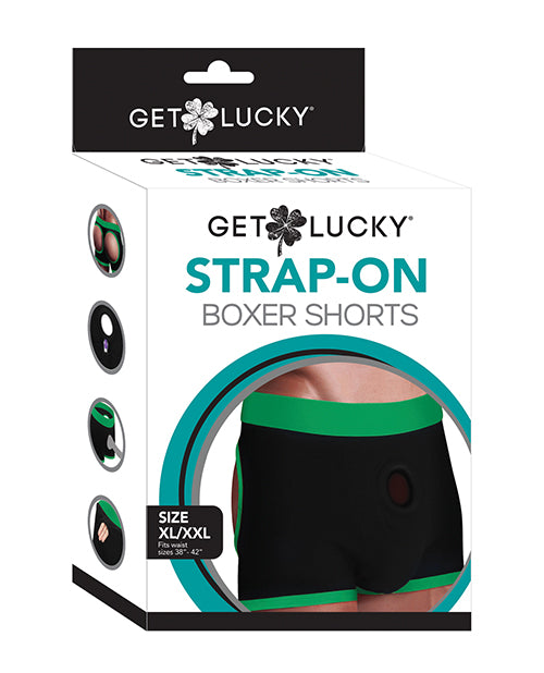 Get Lucky Strap On Boxers - Xl-xxl Black/green - LUST Depot