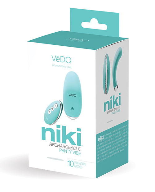 Vedo Niki Rechargeable Panty Vibe - Tease Me Turquoise - LUST Depot