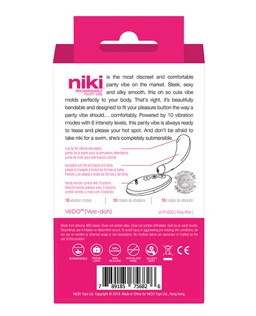 Vedo Niki Rechargeable Panty Vibe - Foxy Pink - LUST Depot