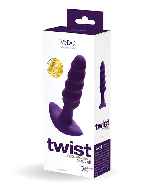 Vedo Twist Rechargeable Anal Plug - Purple - LUST Depot