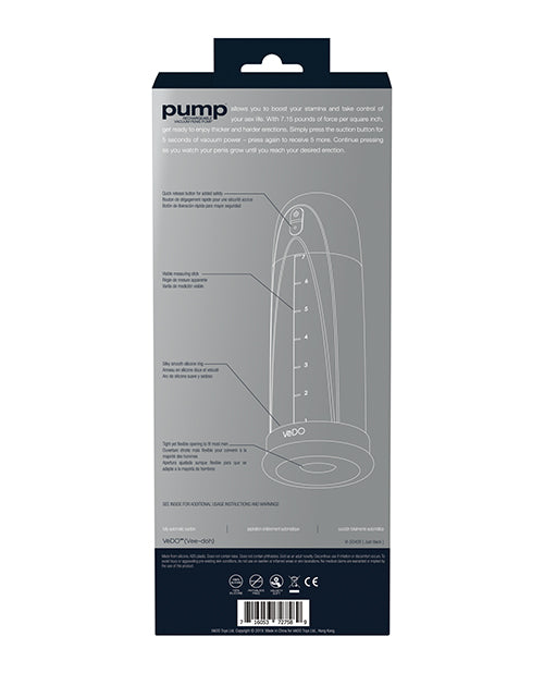 Vedo Pump Rechargeable Vacuum Penis Pump - Just Black - LUST Depot