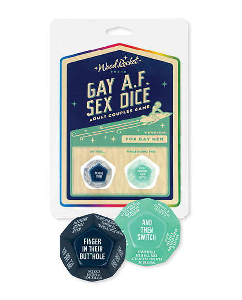 Wood Rocket Gay AF Gay Men Couples Sex Dice Game - Blue - LUST Depot