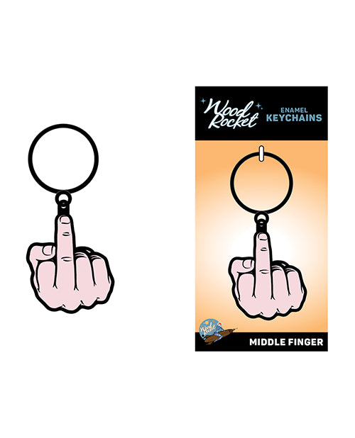 Wood Rocket Middle Finger Keychain - Pink - LUST Depot