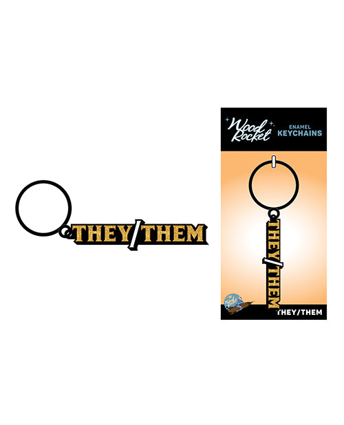 Wood Rocket They/them Keychain - Black/gold - LUST Depot