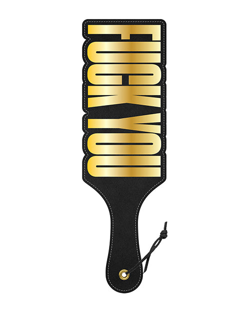 Wood Rocket Fuck You Paddle - Black/gold - LUST Depot