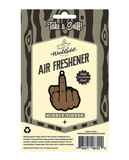 Wood Rocket Middle Finger Brown Air Freshener - Cologne - LUST Depot