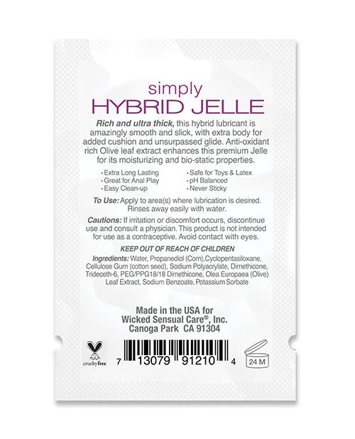 Wicked Sensual Care Simply Hybrid Jelle Lubricant - .1 Oz - LUST Depot