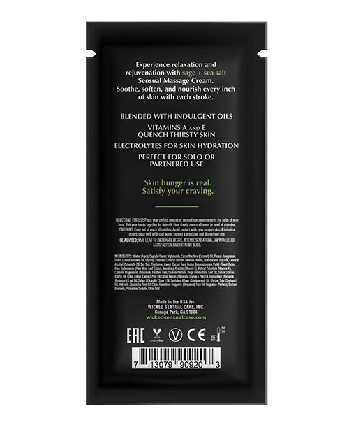 Wicked Sensual Care Sage & Sea Salt Massage Cream - .34 Oz - LUST Depot