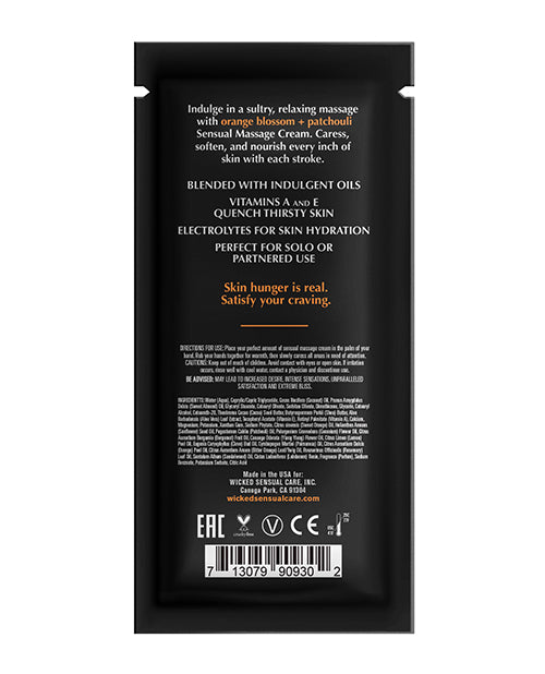 Wicked Sensual Care Orange Blossom & Patchouli Massage Cream - .34 Oz - LUST Depot