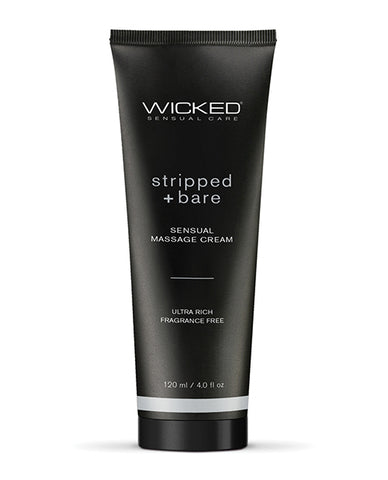 Wicked Sensual Care Stripped & Bare Unscented Massage Cream  - 4 Oz