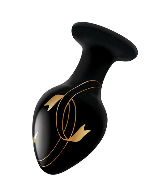 Secret Kisses 3.5" Handblown Glass Plug - Black-gold - LUST Depot