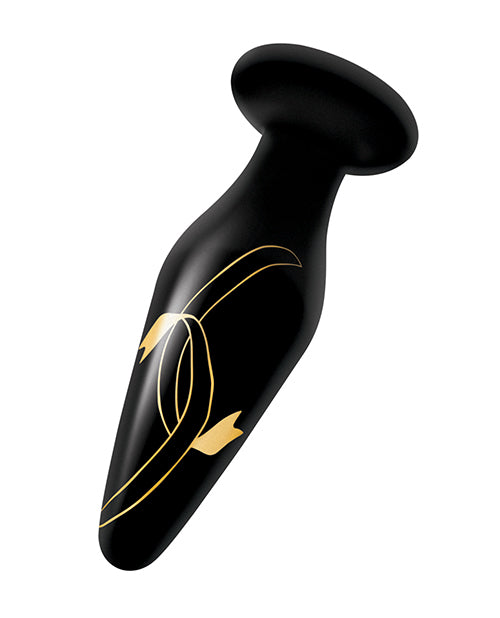 Secret Kisses 4.5" Handblown Glass Plug - Black-gold - LUST Depot