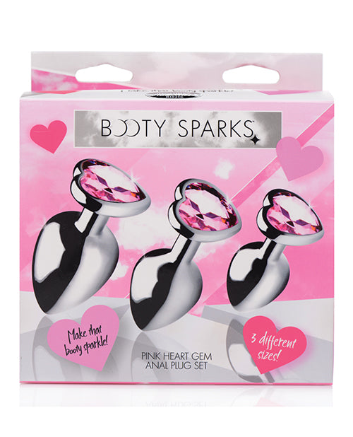 Bootysparks Pink Heart Gem Anal Plug Set - LUST Depot