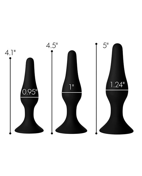 Master Series Triple Tapered Silicone Anal Trainer - Black Set Of 3 - LUST Depot