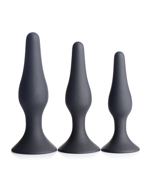 Master Series Triple Tapered Silicone Anal Trainer - Black Set Of 3 - LUST Depot