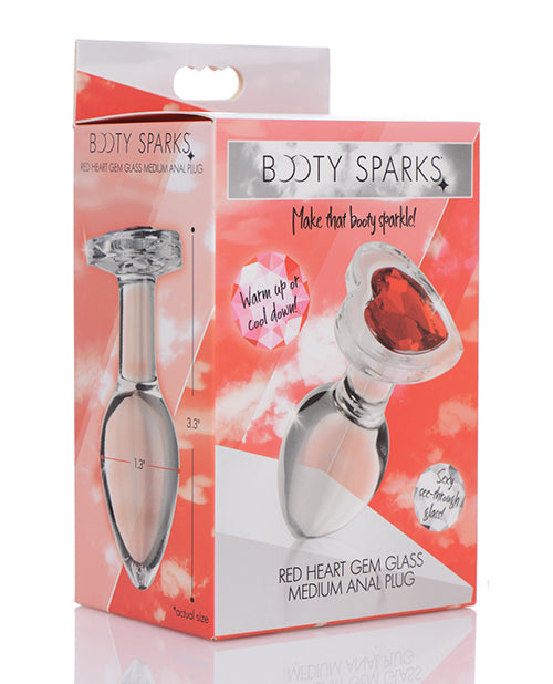 Booty Sparks Red Heart Gem Glass Anal Plug - Medium - LUST Depot