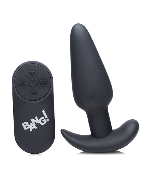 Bang! 21x Vibrating Silicone Butt Plug W-remote - Black - LUST Depot