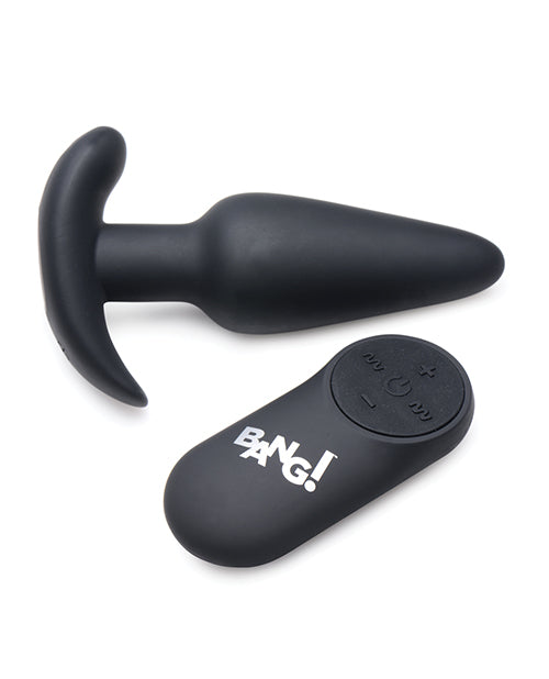 Bang! 21x Vibrating Silicone Butt Plug W-remote - Black - LUST Depot