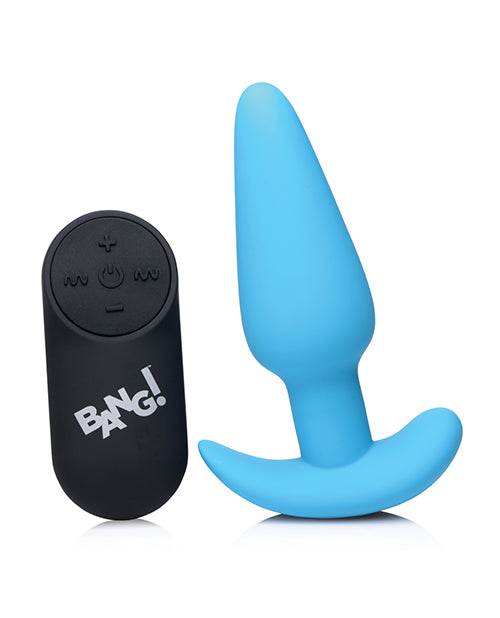 Bang! 21x Vibrating Silicone Butt Plug W-remote - Blue - LUST Depot