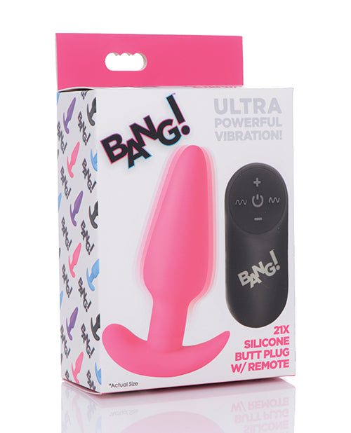 Bang! 21x Vibrating Silicone Butt Plug W-remote - Pink - LUST Depot