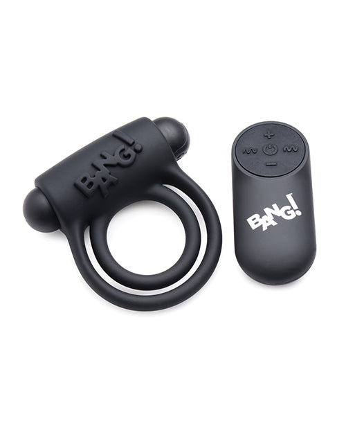 Bang! Vibrating Cock Ring & Bullet W-remote Control - Black - LUST Depot