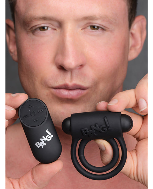 Bang! Vibrating Cock Ring & Bullet W-remote Control - Black - LUST Depot