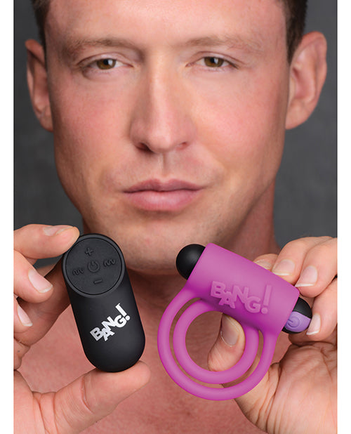 Bang! Vibrating Cock Ring & Bullet W-remote Control - Purple - LUST Depot