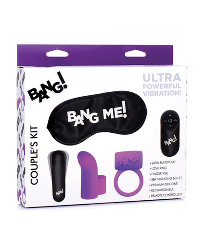 Bang! Couple's Kit With Rc Bullet, Blindfold, Cock Ring & Finger Vibe - Purple - LUST Depot