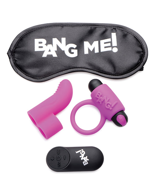 Bang! Couple's Kit With Rc Bullet, Blindfold, Cock Ring & Finger Vibe - Purple - LUST Depot